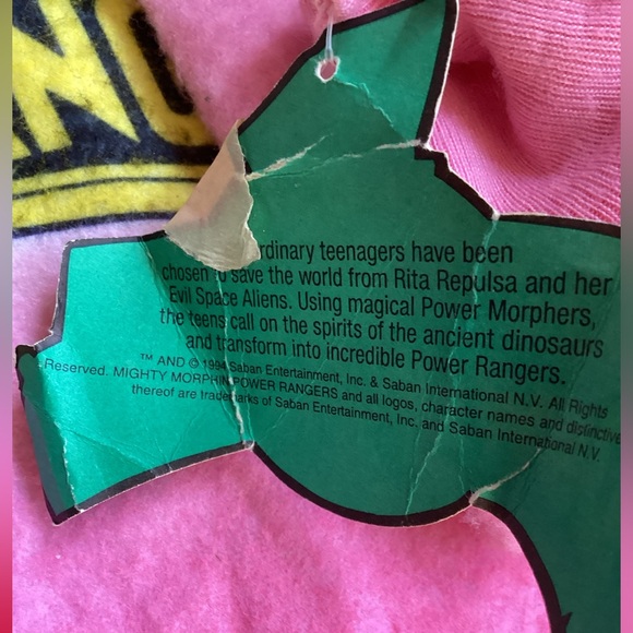 Vintage POWER RANGERS Fleece Sleeper Deadstock NWT PINK FOOTIE JAMMIES 1994 - Picture 6 of 16